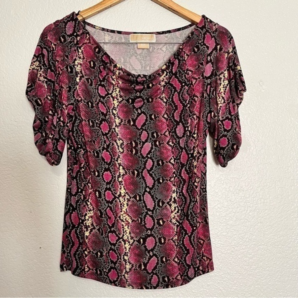 Michael Kors Drape Neck Snake Print Top
